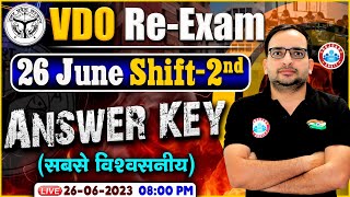 UPSSSC VDO Re Exam 2023  26 June 2nd Shift UPSSSC VDO Re Exam Answer Key  VDO Exam Analysis RWA [upl. by Adnuhsor]