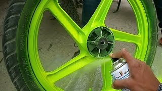 how to paint bike Rim at home very easy [upl. by Ahsinwad461]