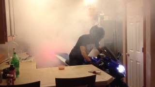 GSXR POWER Burnout in Kitchen  HD [upl. by Lacee]