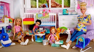 Barbie and Ken Family New Room for Baby Doll in Dreamhouse [upl. by Ahseyd]