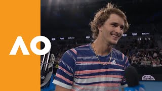 Alexander Zverev quotIm just happy to be here stillquot  Australian Open 2020 OnCourt Interview R4 [upl. by Millford]