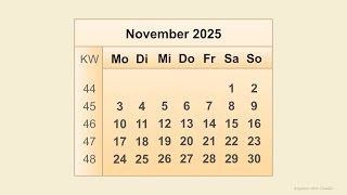 Kalender November 2025 [upl. by Nwahsem]