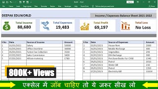 How To Maintain INCOME amp EXPENSE With PROFIT amp LOSS in Excel [upl. by Sculley909]