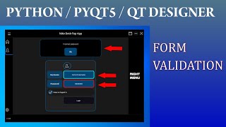 11 Python Validate Form Fields log in  QTDesigner Pyqt5Pyside  Modern Flat Style GUIUI [upl. by Issi]