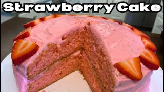 Homemade Strawberry Cake  Using Fresh Strawberries [upl. by Mady]