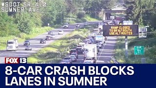 8car crash blocks lanes on SR410 in Sumner [upl. by Nicolis]