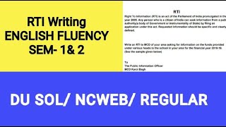 RTI Writing format  sample RTI  Fluency English  1ST and 2nd semester  DUSOLNCWEBREGULAR [upl. by Ellednahs523]