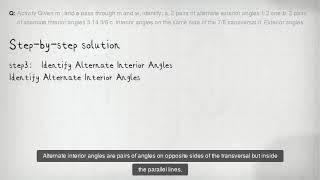 Activity Given m  and e pass through m and w identify a 2 pairs of altemate exterior angles 1 2 [upl. by Anitsihc]