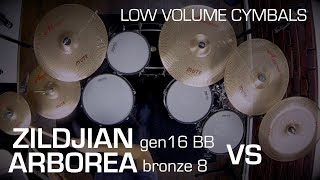 Zildjian Gen16 vs Arborea mute B8 low noise cymbals sound demo comparison [upl. by Hocker644]