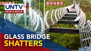 Man left dangling 330ft in the air after glass bridge shatters [upl. by Gertrude]