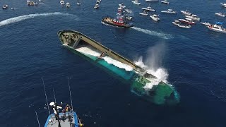 Drone Captures Sinking of 180 Cargo Ship quotVoici Bernadettequot [upl. by Joacima]