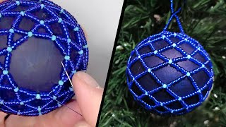 Easy DIY Christmas Bauble with Beads  Beginners Beading Tutorial [upl. by Jasisa]