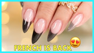 FRENCH Nail with Hybrid Gel amp EFile Technique🖤Pro Tips [upl. by Jannel]