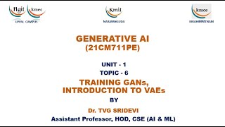 UNIT  1TRAINING GANs INTRODUCTION TO VAEs [upl. by Atterg101]