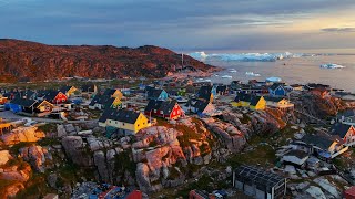 Ilulissat Greenland from drone [upl. by Yednarb236]