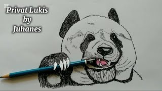 Menggambar Panda  How to draw a Panda for the beginning 1210 Privat Lukis [upl. by Serles]