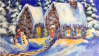 Beginners Christmas Snow Cottage Acrylic Painting Tutorial With Ginger Cook [upl. by Theodosia]