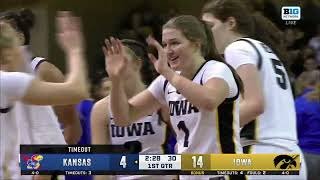 Iowa vs Kansas  Women Basketball Nov 202024 [upl. by Nilo298]