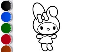 Draw my melody💓💞  Sanrio  Stepbystep melody drawingmelody drawingtutorials easy melody drawing [upl. by Howlyn]