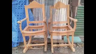 Wood Rocking ChairRattan Solihiya 14 Polaris st GSIS Matina Davao City supportlokal [upl. by Ajnos]