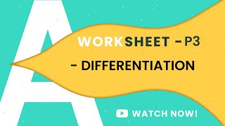 P3 DIFFERENTIATION D1D2D3  A LEVELS 9709  COMPLETE WORKSHEETS PART1 [upl. by Illak]