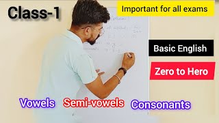 Basic English Grammar Class1 Zero to Hero Vowels SemiVowels and Consonants [upl. by Nhguahs]