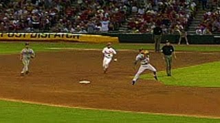 Rafael Furcal turns an unassisted triple play on a leaping catch [upl. by Shelburne]