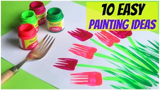 10 Easy Painting Ideas for Kids  Amazing Painting Hacks using Everyday Objects [upl. by Leigh]