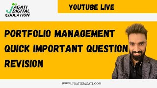 SFM Portfolio Management Question Revision  CA Final  Pratik Jagati [upl. by Castora]