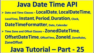 Java Date Time API LocalDateTime ZonedDateTime OffsetDateTime Instant  Java Tutorial – Part  25 [upl. by Leuqim]