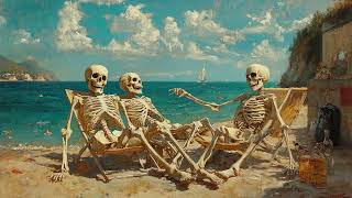 Skeleton TV Art  Spooky Vintage Beach Frame Tv Art  Halloween TV Screensaver  4K Silent Video [upl. by Martella10]