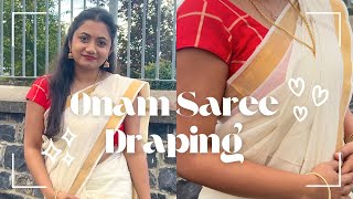 Saree draping for beginners  Onam look  Kasavu saree draping 🌼✨ [upl. by Wivestad]