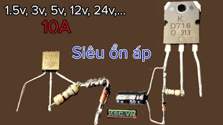 Làm mạch ổn áp công suất lớn bằng 1 transistor ăn đứt IC ổn áp [upl. by Idnod]