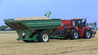 Case IH Steiger 450 HD with JampM 1326 grain cart unloading John Deere combines in Germany [upl. by Yoshiko]