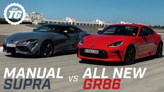 FIRST DRIVE Toyota GR86 vs Manual Supra – Which Analogue Sports Car Is Best  Top Gear [upl. by Anaej]