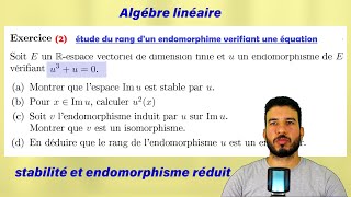 Exercice dalgèbre linéaire endomorphisme et sous espaces stables et calcul du rang MP PSI SMA MIP [upl. by Acina]