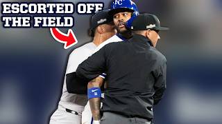 Benches clear during Yankees and Royals playoff game a breakdown [upl. by Notsla]