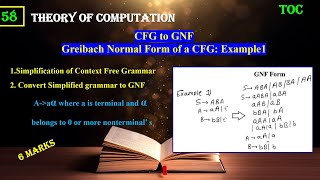 Greibach Normal Form of a Grammar  Example1  Theory of Computation TOC  Lect 58 [upl. by Jamie]