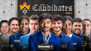 Candidates 2024  Round 7  Prag Guki VD Humpy Vaishali  Live Commentary Sagar Amruta [upl. by Tiebold]