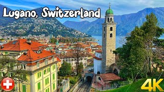 Lugano Switzerland Walking tour 4K  The most beautiful Swiss cities  A Fairytale city [upl. by Pestana229]