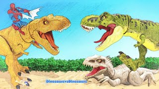 DINOSAURS Attack Giant Black vs Red T Rex Protects and Rescues Eggs from Other Dinos  Dinosaur [upl. by Nyllewell676]