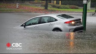 BC sees power outages flooded roads as atmospheric river hits [upl. by Nylaroc]