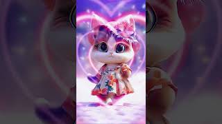 Cute Cat Dance shorts ytshorts cat ai dance animation real🧡🩷💜 [upl. by Weissmann]