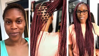 2020 KNOTLESS BRAIDS ON VERY SHORT 4C HAIR IN NIGERIA  MY SHORT HAIR TRANSFORMATION [upl. by Cohn689]