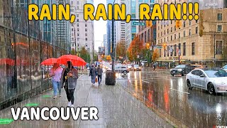 🇨🇦 【4K】⛈️⛈️⛈️ Heavy Rain in Downtown Vancouver BC Canada Relaxing Walk [upl. by Ehcar]