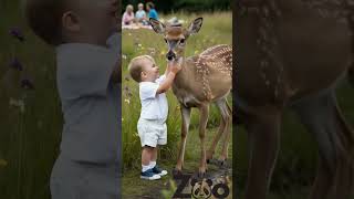 A deer came to a little boy and saw innocence in his eyes 🦌👦 [upl. by Nerred769]