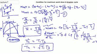 Lecture 7 condition of maximum work done in brayton cycle [upl. by Worth]