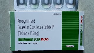 amoxycilline and potassium clavulanate tablets ip 500mg125mg ultimox 625 duo tablets [upl. by Alisia]