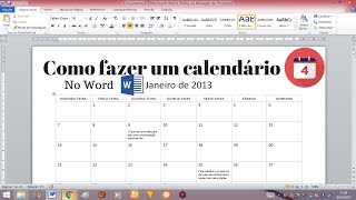 Como fazer um calendário no Word [upl. by Aeriel691]