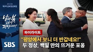 문 대통령·김 위원장 115일 만에 만남…양 정상 포옹 인사 하이라이트  SBS  제3차 남북정상회담 [upl. by Noicpesnoc]